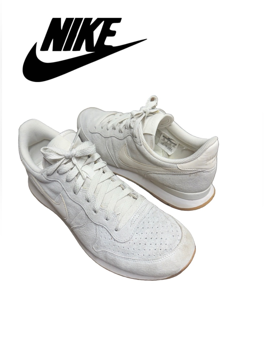 Nike Men's White Low-Top Suede & Leather Sneakers